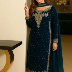 Aneela's Luxury Embroidered Velvet Wedding Collection- Zinc