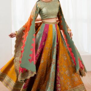 Baroque Luxury Raw Silk Embroidered Hand Embellished Semi Stitch Frock - Maxi